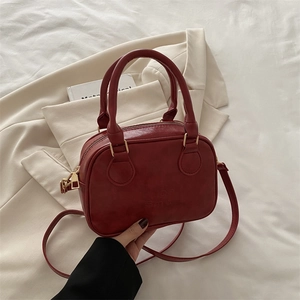 Women's Retro Boston Shoulder Bag PU Leather Large Capacity Top Handle Bag Lucky Embossed Crossbody Bag With Cute Pendant