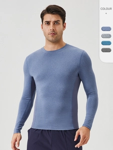 Men's Slim Fit Long Sleeve Sports T-Shirt High Elasticity Quick Dry Breathable Fitness Top For Running Outdoor Activity