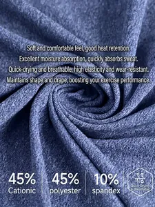 Men's quick-dry fitness shirt in grey-blue high-elastic breathable cationic fabric