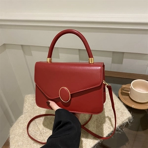 Sac à Bandoulière Retro en Cuir PU pour Femmes Couleur Unie Simple Petit Carré Sacoche Mode Femme Sac à Main Sangle Unique
