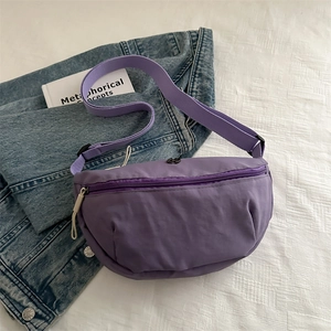 Nylon Half Moon Crossbody Bag For Women Versatile Lightweight Dumpling Chest Waist Bag Casual Solid Color Shoulder Bag