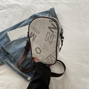 Fashion Letter Print PU Leather Shoulder Bag For Women Retro Urban Simple Crossbody Phone Bag Daily Casual Small Square Bag