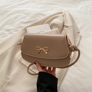 Women PU Leather Bowknot Shoulder Bag Chic Minimalist Crossbody Square Bag Trendy Underarm Handbag For Daily Travel