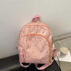 Casual Sweet Floral Print Women Backpack Fashion PU Small School Bag For Girls Students Travel Outdoor Multi Pocket Daypack