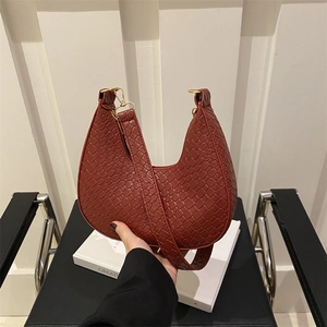 Bolso Hobo de Nylon Tejido Retro para Mujer Bolso de Hombro de Axila Chic Bolso de Media Luna para Uso Diario
