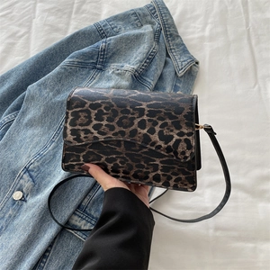 Borsa a Spalla Donna Retrò Francese Stampa Leopardata Moda Pelle PU Piccola Borsa Quadrata Tracolla Minimalista Daily Satchel Borsa a Mano