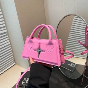 Sac à Épaule Casual Femme en Cuir Synthétique avec Étoile en Métal Sac à Main Bandoulière Petit Sac Carré pour Trajet