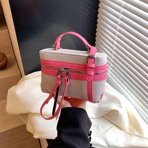 Women's Fashion Contrast Color Box Shoulder Bag 2025 New Patchwork PU Handbag Stylish Crossbody Bag With Tassel Urban Style