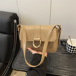 Women Retro Woven Pattern Underarm Shoulder Bag Large Capacity PU Leather Baguette Handbag Vintage Urban Simple Commuter Bag