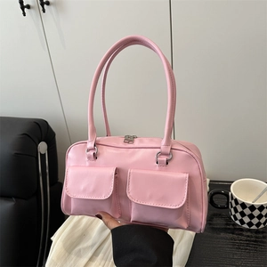 Spring New Women's PU Leather Underarm Bag Large Capacity Front Pockets Solid Color Shoulder Bag For Commuter Casual Style