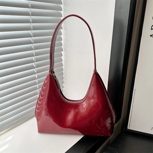 Women Patent PU Leather Underarm Hobo Bag Glossy Finish Minimalist Fashion Shoulder Bag Chic Casual Daily Commuter Handbag