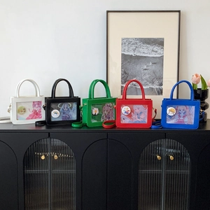 Trend PVC ita bags in five colors with transparent window and detachable shoulder strap