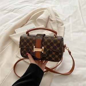Vintage Printed PU Leather Small Square Shoulder Bag For Women Fashion Crossbody Handbag With Metal Buckle Daily Commuting Bag