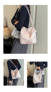 Pink Chinese jacquard shoulder bag with tassel detail and versatile carrying styles