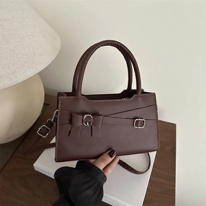 Sac à Main Femme Petit Carré en Cuir PU avec Nœud Vintage Chic Sac à Épaule Élégant Couleur Unie Sac Bandoulière
