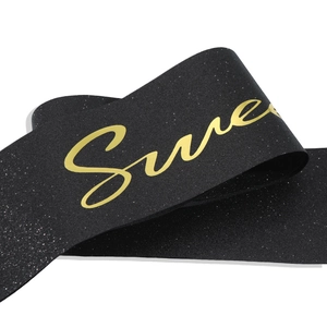 Sparkling black party sash with gold foil Sweet lettering for birthday celebrations