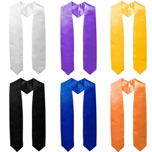 Detail showcasing six colorful satin graduation stoles in a high-quality matrix layout