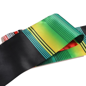 Rainbow gradient silk-textured graduation stole with Mexican style fringe and vibrant stripes