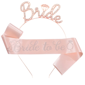Rhinestone Bride To Be Crown Headband And Satin Sash Set Zinc Alloy Sparkly Letters For Bachelorette Party Wedding Accessories
