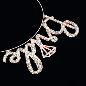 Rose gold Bride to be rhinestone choker necklace for bridal parties and weddings