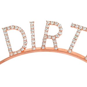 Rose gold Dirty 30 birthday headband with sparkling rhinestones for party celebrations