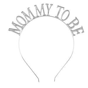 Diadema plateada Mommy To Be con purpurina para fiestas y eventos de baby shower