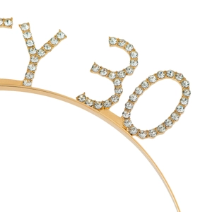Elegant gold rhinestone Dirty 30 birthday headband for women party celebrations