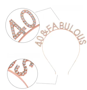 Détails du serre-tête rose gold 40 & Fabulous orné de strass brillants incrustés