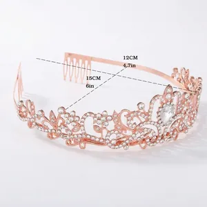 Rose gold crystal crown headpiece for Mother's Day party with elegant flower patterns