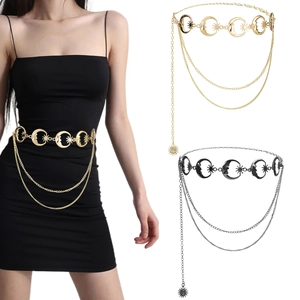 Retro Bohemian Moon Star Sun Metal Waist Chain Adjustable Multi-layer Decorative Belt Chain For Women Gothic Body Jewelry