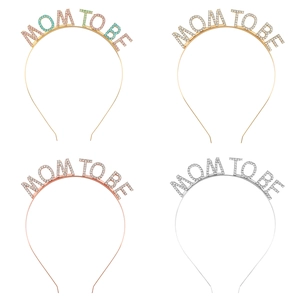 Sparkling MOM TO BE rhinestone headbands in four colors for baby shower parties