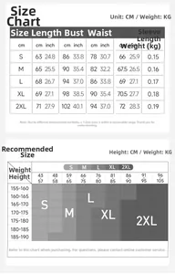 Size chart for men's compression long sleeve top showing measurements from S to 2XL