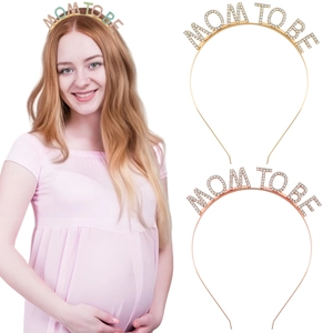 Mom To Be Letter Rhinestone Headband Alloy Tiara Baby Shower Party Gift For Women Mother's Day Hair Accessory