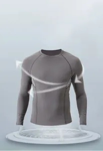 Detail view of breathable men's long sleeve compression shirt showing 3D airflow design