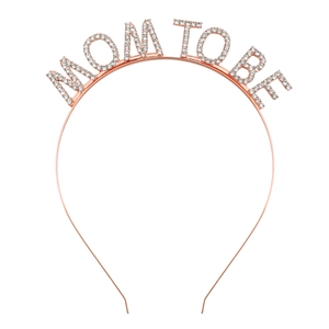 Rose gold Mom To Be headband with sparkling rhinestones for baby shower party decoration