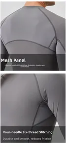 Detail view of breathable mesh stitching and professional flatlock seams on sports top