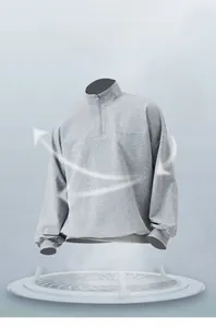 Men's half-zip sports sweatshirt showing breathable fabric with 3D athletic cut detail