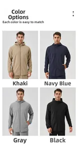 Veste coupe-vent à capuche pour homme en coloris kaki, bleu marine, gris et noir