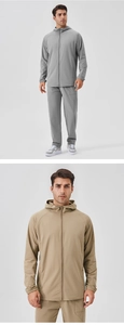 Détail de la veste coupe-vent pour homme avec capuche et poignets élastiques