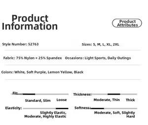 Größentabelle und Materialdetails des Yoga-Sport-BHs aus 75% Nylon mit schmaler Passform