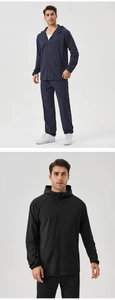 Ensemble de sport pour hommes avec veste à capuche zippée et pantalon coupe-vent