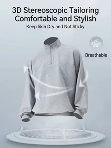 Breathable men's half-zip sports sweatshirt with stand collar for running and fitness training
