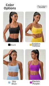 Collage de soutiens-gorge de sport en noir, jaune, bleu et violet pour le fitness