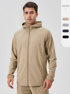 Veste de Sport Homme Coupe-vent à Capuche Légère Extérieur Course Randonnée Zippée Décontractée Coupe Large