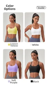 Vue détaillée de la sélection de quatre couleurs pour brassières de sport à bretelles Y