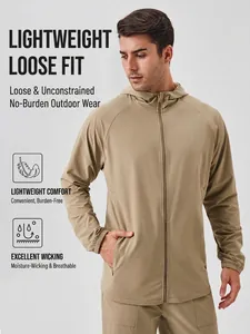 Coupe-vent à capuche kaki pour homme, coupe décontractée pour sport et randonnée