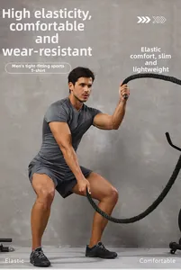 Men's compression t-shirt for battle rope training with moisture-wicking fabric