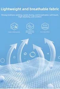 Detail of light blue mesh fabric with honeycomb structure for breathability and quick dry