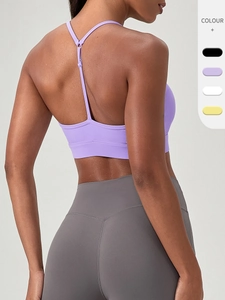 Soutien-gorge de Sport de Yoga à Séchage Rapide pour Femmes Sensation Nue Antichoc Dos en Y Débardeur Fitness Course Nylon Élasthanne