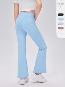 Mädchen High Waist Yoga Schlaghose Polyester Elasthan Schnelltrocknend Atmungsaktiv Elastisch Sport Kinder Leggings Bekleidung